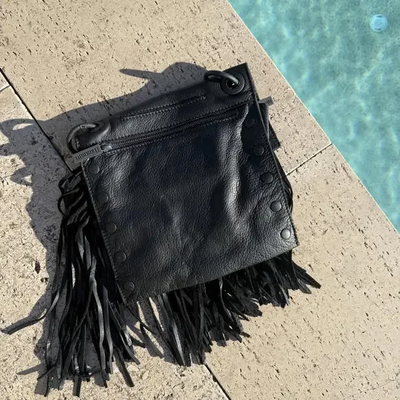 Hammitt Black Leather Fringe Festival Crossbody Bag Flawed-Missing Strap